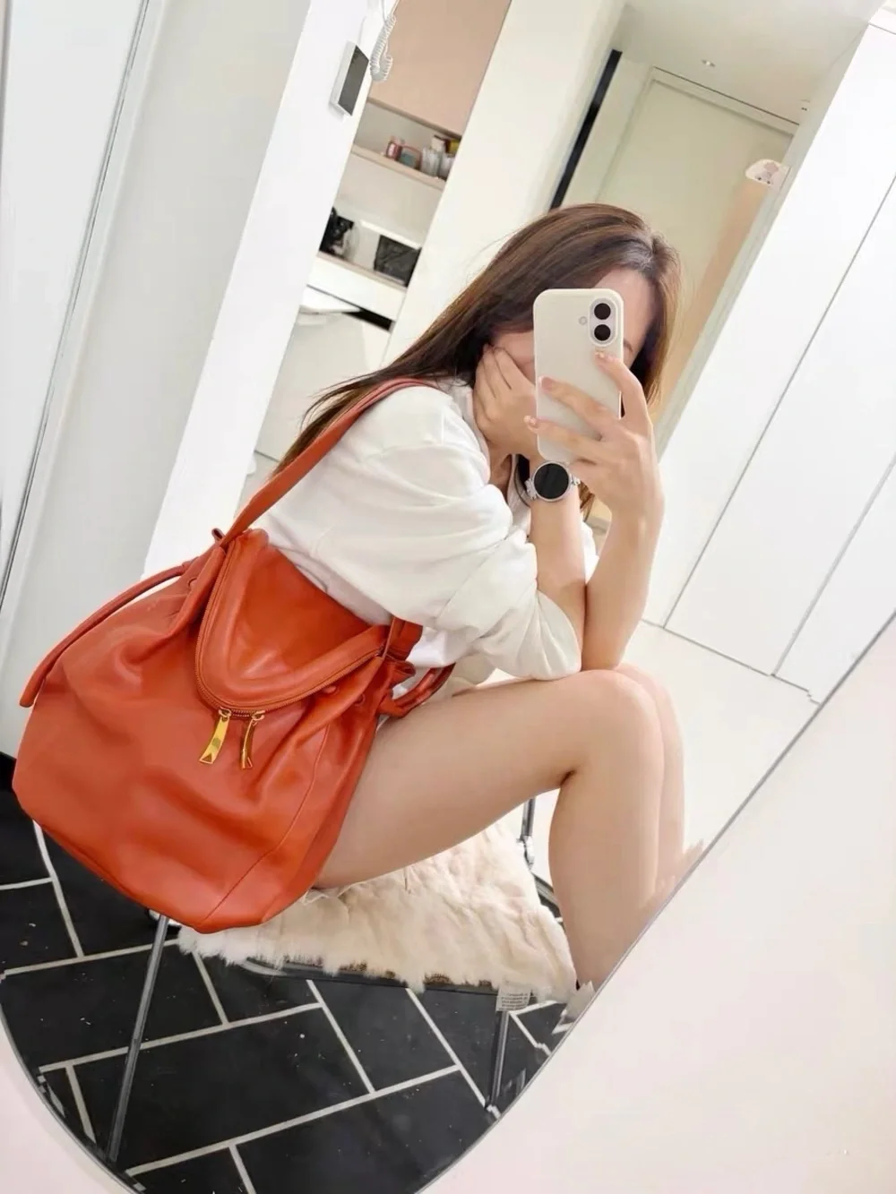 Bottega Veneta Red Leather Hobo Bucket Bag